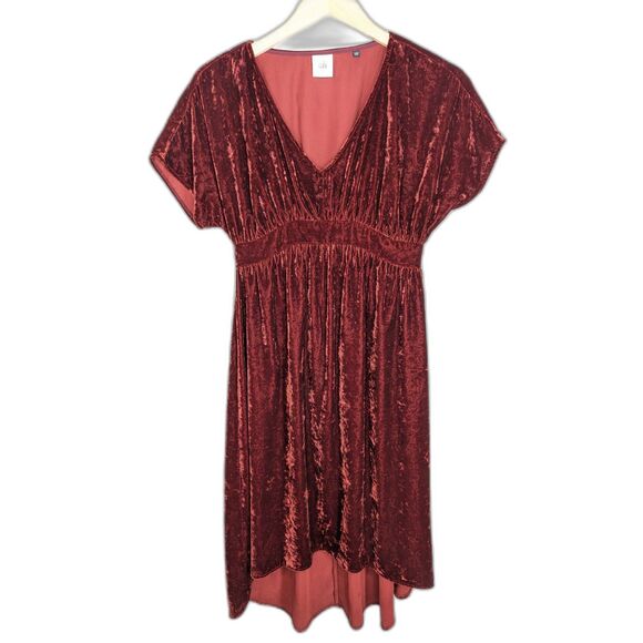 Cabi Crushed Velvet Burgundy Grace Tribute Dress Sz XS Empire Waist Whimsygoth - Picture 1 of 9